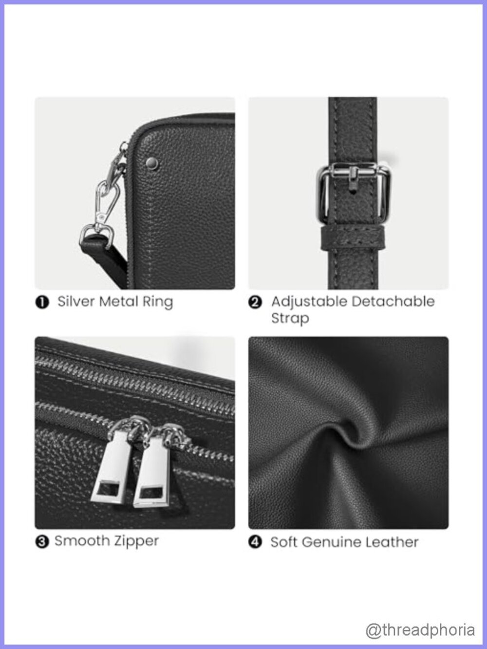Genuine Leather RFID Crossbody Bag with Built-in Wallet - Picture 4 of 6